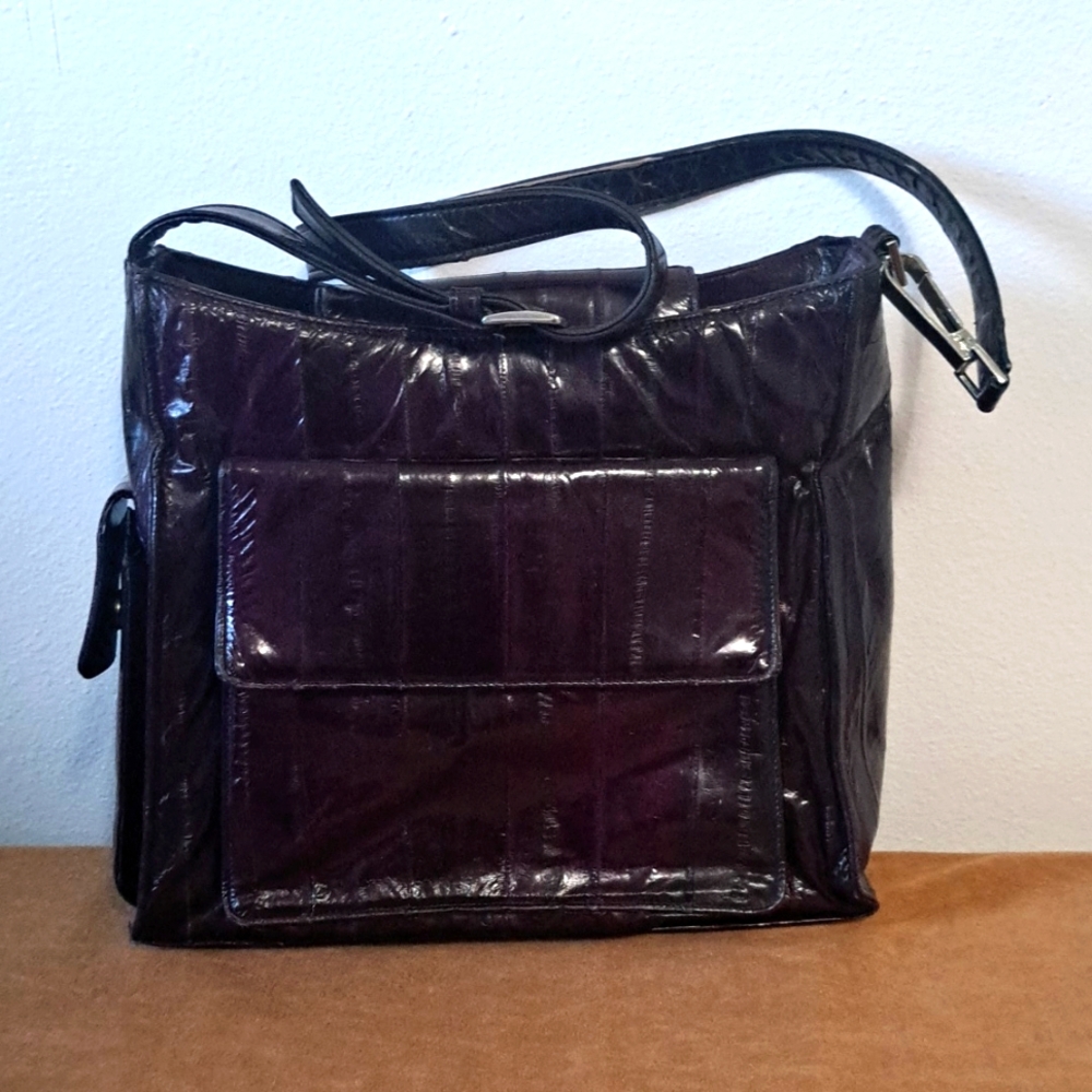 Lee Sands Vintage Eel Skin Purple Shoulder Bag